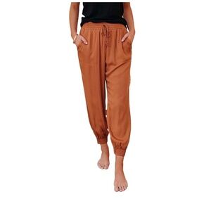 Dokotoo Womens Summer Comfy Casual Loose Lightweight Drawstring Orange. New